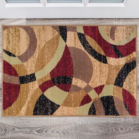 World Rug Gallery Contemporary Abstract Circles Soft Area Rug 2' x 3' Multi 105MULT2X3